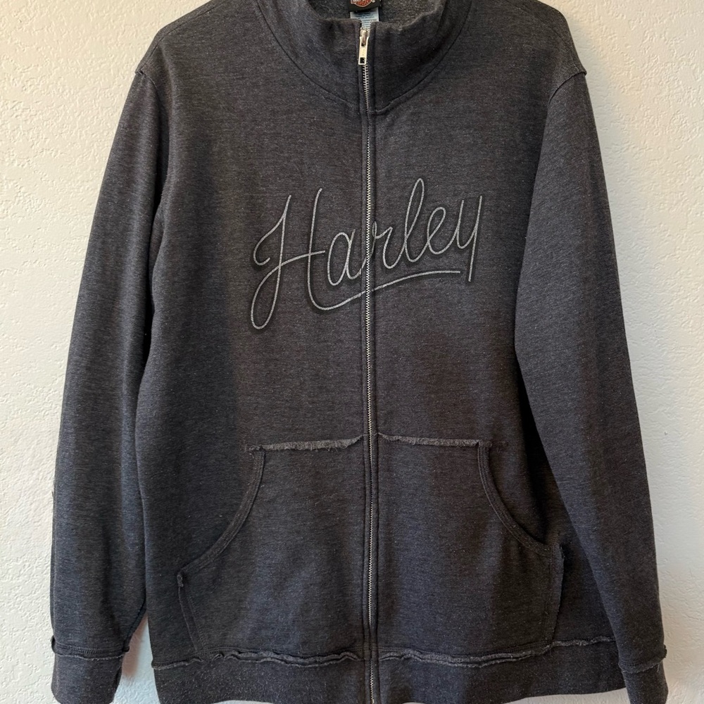 Harley Davidson Heather Gray Zip-Up Fleece Sweatshirt Women’s Size 2X like new